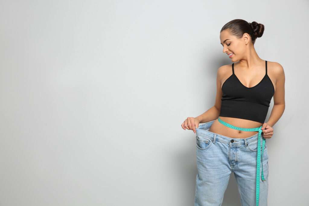 Lady in jeans lost weight